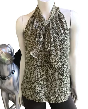 Old Navy Green White Dotted Sleeveless Blouse Tie Neck Tank Top Women’s Size S thumbnail 1