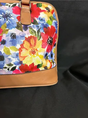 Bueno Floral Dome Satchel Handbag with Tan Trim & Red Interior thumbnail 5