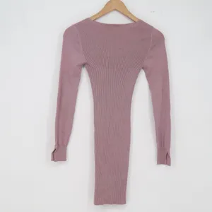 Derek Heart Dress Womens S Ribbed Knit Bodycon Mauve Strappy V-Neck Excellent thumbnail 4