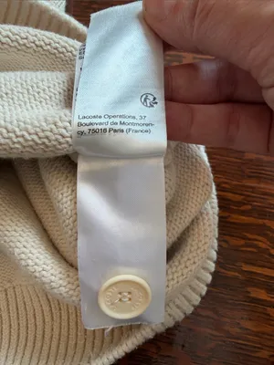 Lacoste Cream V-Neck Cardigan with Athletic Patch size medium thumbnail 8