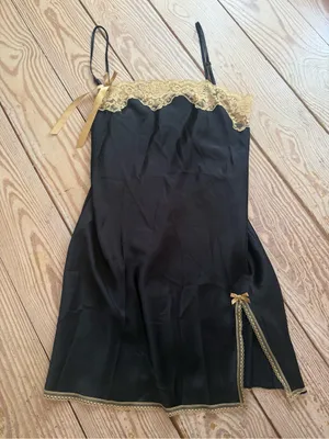 Victoria's Secret Black Satin Lace Slip Dress size xs/s no size tag thumbnail 1
