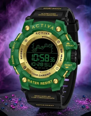 Activa Summit x Invicta 50MM LUXURY INDUSTRIAL COLLECTION Green 24k GOLD DIGITAL thumbnail 1