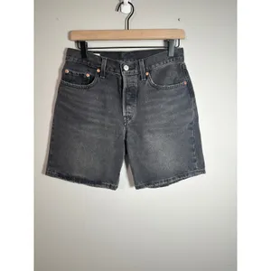 Levis 501 Original Premium Denim Shorts Black Grey W26 A1962-0007 High Rise thumbnail 4