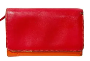 mywalit RED ORANGE GENUINE LEATHER ID CARD COIN HOLDER BILL BIFOLD WALLET PURSE thumbnail 1