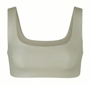 SKIMS‎ Faux Leather Scoop Neck Bra Womens M Sand Beige Excellent Edgy Athleisure thumbnail 1