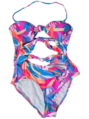 Salt + Cove Junior's‎ Tropical Breeze Knotted One Piece Swimsuit L NWT thumbnail 1