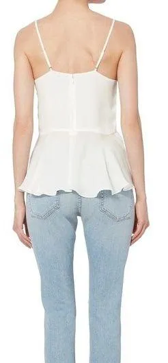 Intermix Tess Ruffled Sleeveless Top Size P Ivory Silk Tank XS thumbnail 2