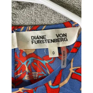 Diane von Furstenberg Elsden 100% Silk Floral Mini Dress Blue Red Size 0 thumbnail 5