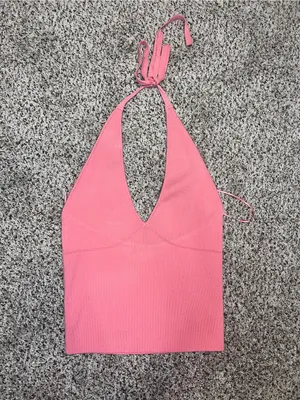New pacsun Pink halter crop top #croptop size large Coral thumbnail 1