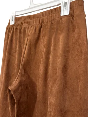 Chicos Tan Neutral Faux Suede Cropped Wide Leg Pants Size XS Womens thumbnail 8