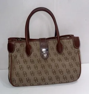 Vintage Dooney & Bourke Y2K Old Money Classic Leather Canvas Satchel Bag‎ Purse thumbnail 1