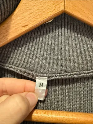 Gray Ribbed Knit Quarter Zip Sweater Mock Neck Pullover Size Medium thumbnail 3