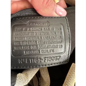 Vintage y2k Coach Signature Large C Carly Hobo Bag Black Grey Canvas Leather thumbnail 6