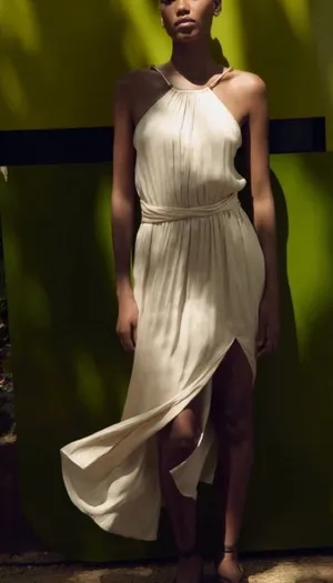 Zara Ivory Satin Effect Beaded strapless dress Size small classic side slit NWT thumbnail 1