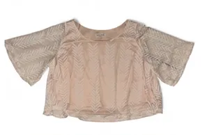 Light Cream Patterned Women's Blouse Size M thumbnail 1