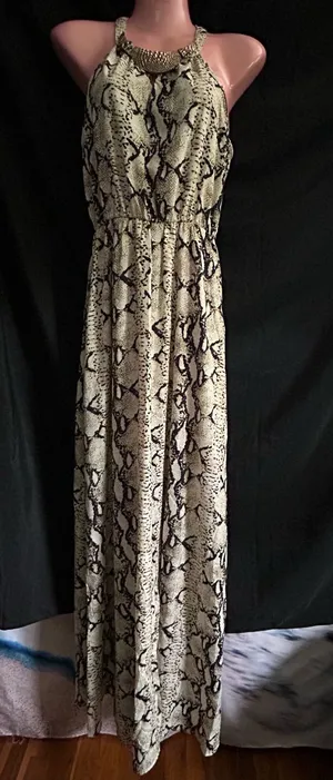 Marineblu Women’s Snake Print Halter Maxi Pants Romper Jumpsuit SM thumbnail 1