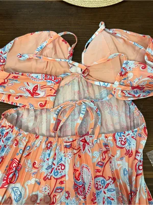 orange and paisley pleated maxi dress thumbnail 4