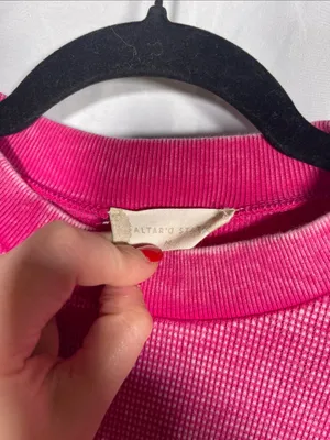 Altar’D State Womens Nessa Flutter Sleeve Pink Blouse Top Medium thumbnail 3