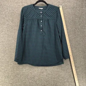 Duluth Trading Co Seawool‎ Plaid Henley Top Green Blue Long Sleeve 3237-97 thumbnail 11