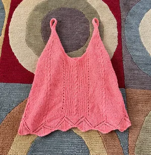 by Anthropologie Coral Pink V Neck Sweater Tank Top Bohemian Cutout Size Small thumbnail 1