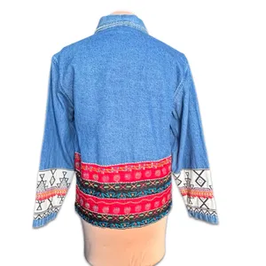 Vintage Oversized Embroidered Denim‎ Jacket Boho Cowgirl Southwestern Festival thumbnail 5