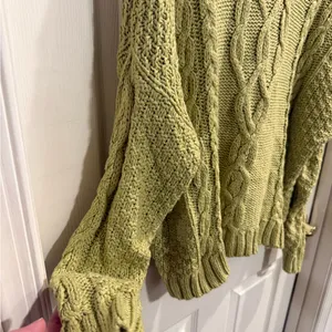 aerie Lime Green Cable Knit Crewneck Sweater thumbnail 4
