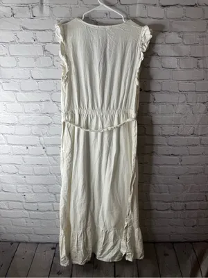 Pop sugar linen blend ruffle sleeve maxi dress size large thumbnail 8