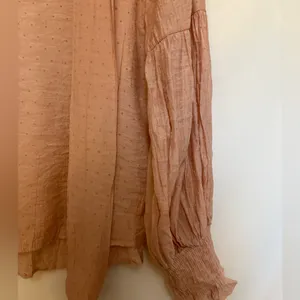 Zara Soft Blush Polka‎ Dot Tie Neck Blouse Size Medium thumbnail 2