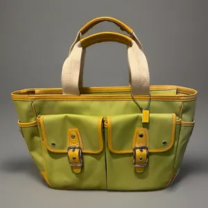 Coach Vintage Garden Tote Green Apple/ Yellow-6734 Coach Cards Included thumbnail 1
