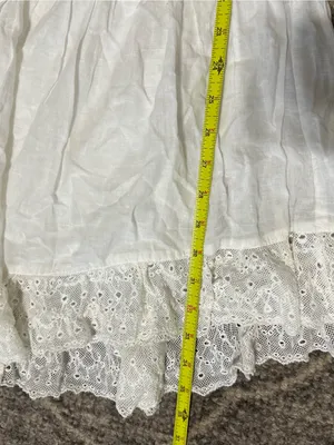 Zara Women’s Size M White Cotton Lace Trim Lined Spaghetti Strap Mini Slip Dress thumbnail 8