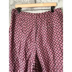 Anthropologie Maeve Avery Silk Wide Leg Pleated Trousers Geo Print 16 Tall New thumbnail 5