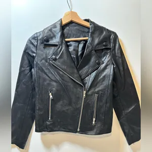 Classic Black faux Leather Jacket thumbnail 3
