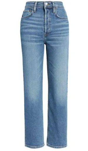 Redone Stovepipe High Waisted Jeans in Clean Dusk thumbnail 1