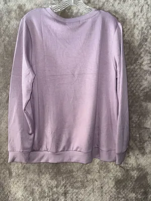 Fantaslook Women's V-Neck Long Sleeve Pullover Top Purple Size L thumbnail 5