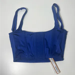 Skims Stretch Satin Corset in Neptune thumbnail 8