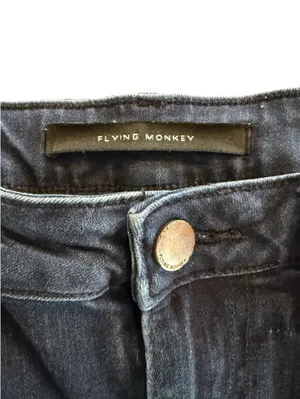 Flying Monkey High Rise Flare Jeans Women’s Size 25 Dark Wash Raw Hem Stretch thumbnail 6