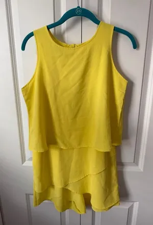 DOKOTOO Yellow Tiered Romper S thumbnail 1