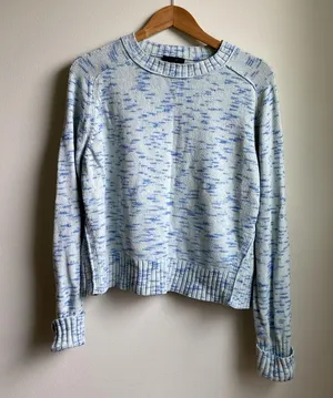 J.Crew Speckled Cotton Sweater (Sz XL) Sky Cabana Space Dye Blue thumbnail 2