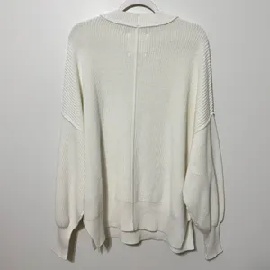Nwt Aerie White Pullover Sweater Size Medium Oversized Ribbed Knit Crewneck thumbnail 4