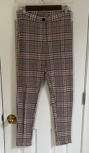 Free People Orange and Black Plaid Skinny Pants thumbnail 1
