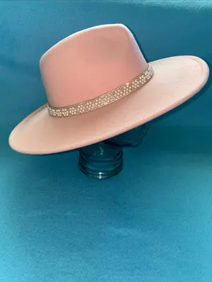 SAN DIEGO HAT CO Fedora pearl floral band wide brim blush pink felt size OSFA thumbnail 4