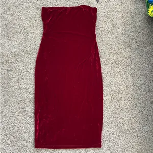Red velvet tube top dress thumbnail 2