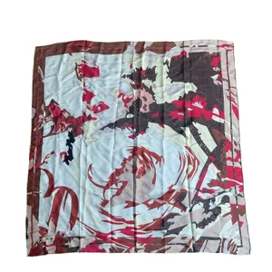 Y2K Retro Abstract Satin Scarf 33x33 Multicolor Red Brown Gold thumbnail 2