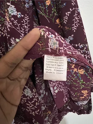 Fun2fun Women Medium Purple Floral 3/4 Sleeve Boho Indie Whimsigoth Cottage Top thumbnail 4