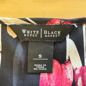 White‎ House Black Market Silk Blend Floral Lace Trim Camisole Top Black Pink Sm thumbnail 7