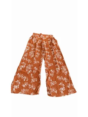 THREE DOTS TO Rust Floral Wide Leg Palazzo Pants - Size M thumbnail 5