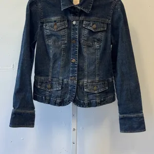 2010s Calvin Klein Jeans Dark Wash Stretch Denim Trucker Jacket Blue Size Large thumbnail 5