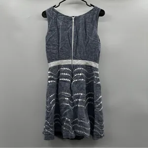 Boden Summer‎ Fun Denim Blue & White Embroidered Sleeveless Mini Dress Size 10 thumbnail 4