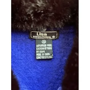 Lisa International Women's M Blue Boiled Wool Zip Jacket w/ Santa Ugly Sweater thumbnail 3
