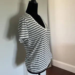 NWT Madewell Cotton T-shirt V neck Navy‎ striped Size Small thumbnail 5